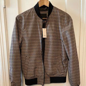 Brown River Island Monogram Bomber Jacket